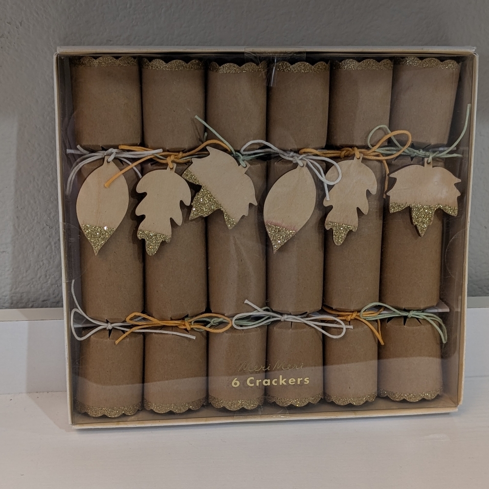 Festive Brown Holiday Crackers with Gold Accents